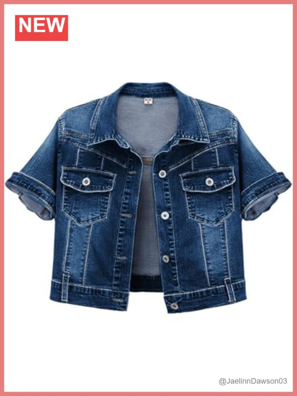 Omoone Womens Short Sleeve Crop Denim Trucker Jacket Jean Coat Tops